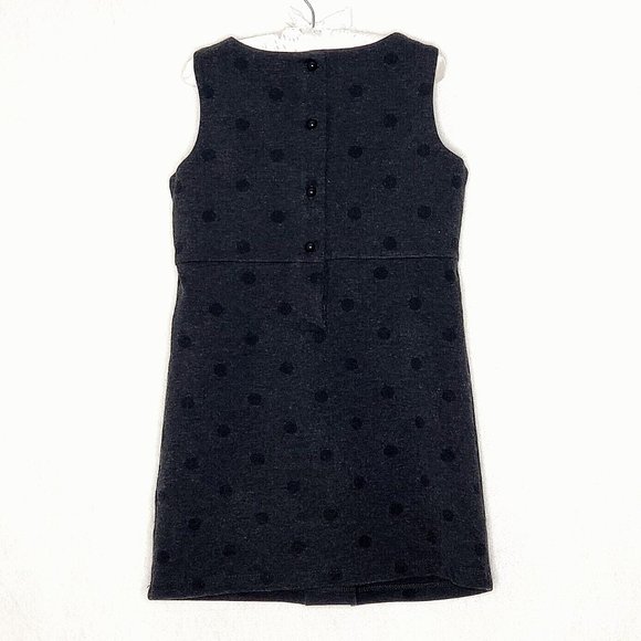 Janie And Jack Charcoal Gray with Black Dots Dress Sleeveless Jumper Bow - Picture 3 of 5